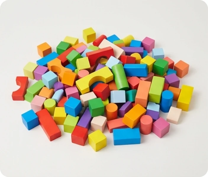 A pile of unsorted blocks
